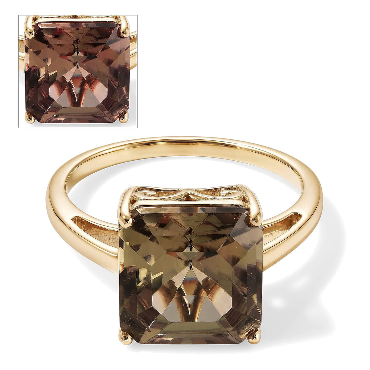 Asscher Cut AAA Turkizite 5.70 ctw Ring in 10K Yellow Gold (Size 9.0)