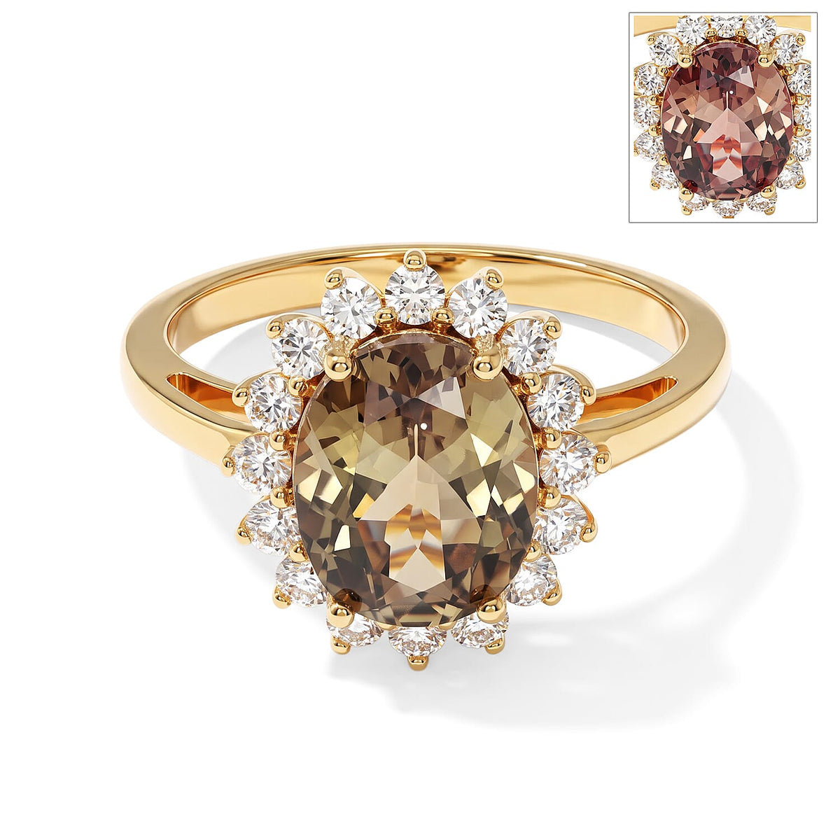 D''Joy AAA Turkizite and Lab Grown Diamond G-H SI 3.50 ctw Ring in 18K Vermeil Yellow Gold Over Sterling Silver (Size 9.0)