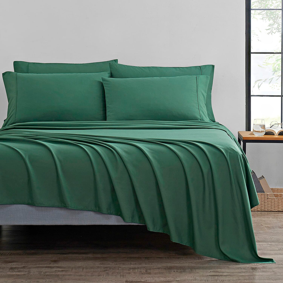 Bibb Home 4-Piece Green Bamboo Sheet Set -Twin