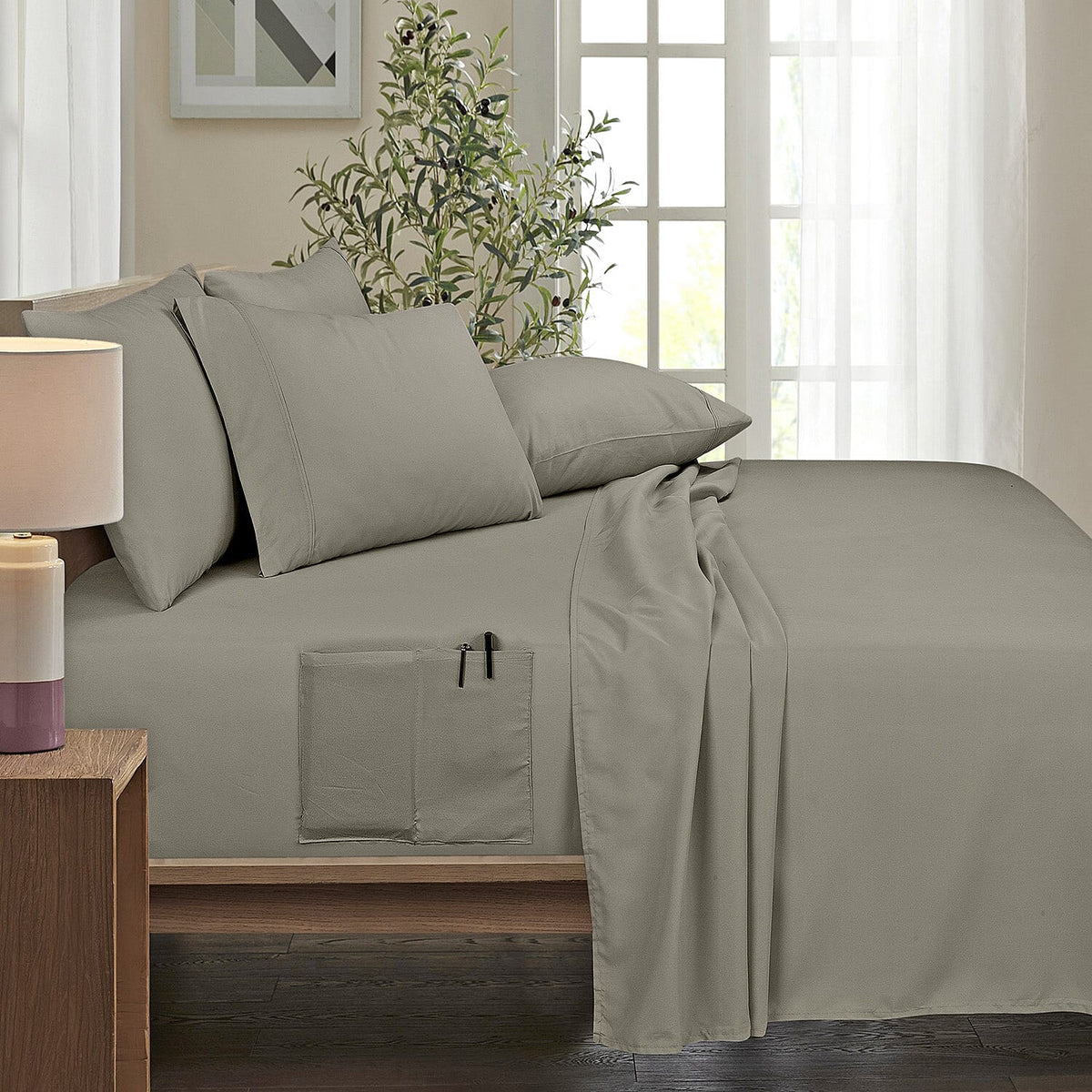 Bibb Home 4-Piece Green Bamboo Sheet Set -Twin