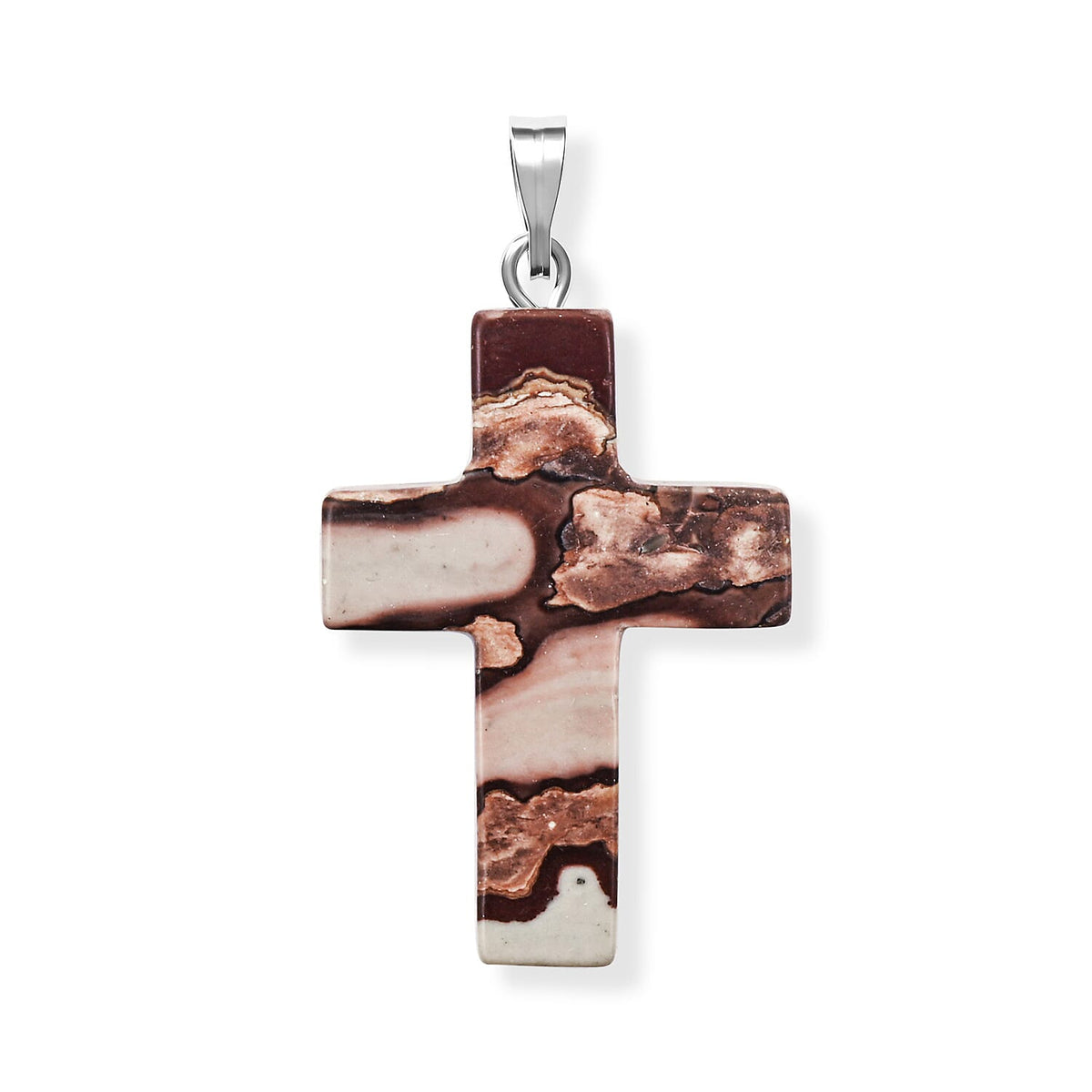 Agate 8.50 ctw Cross Pendant without Chain in Silvertone