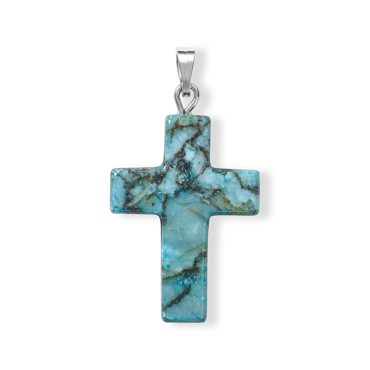 Agate 8.50 ctw Cross Pendant without Chain in Silvertone