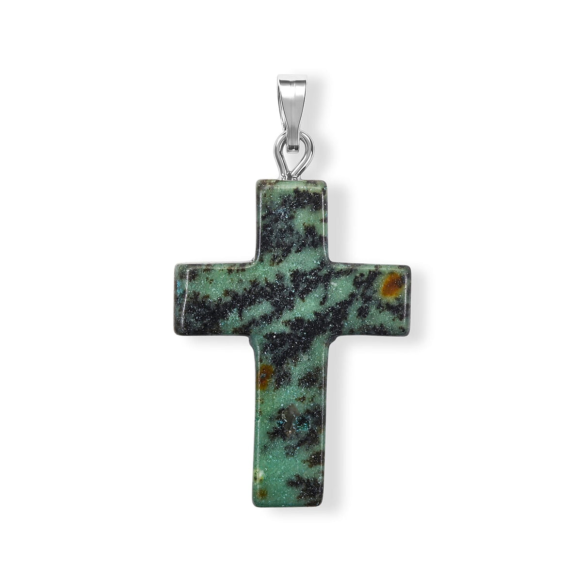 Agate 8.50 ctw Cross Pendant without Chain in Silvertone