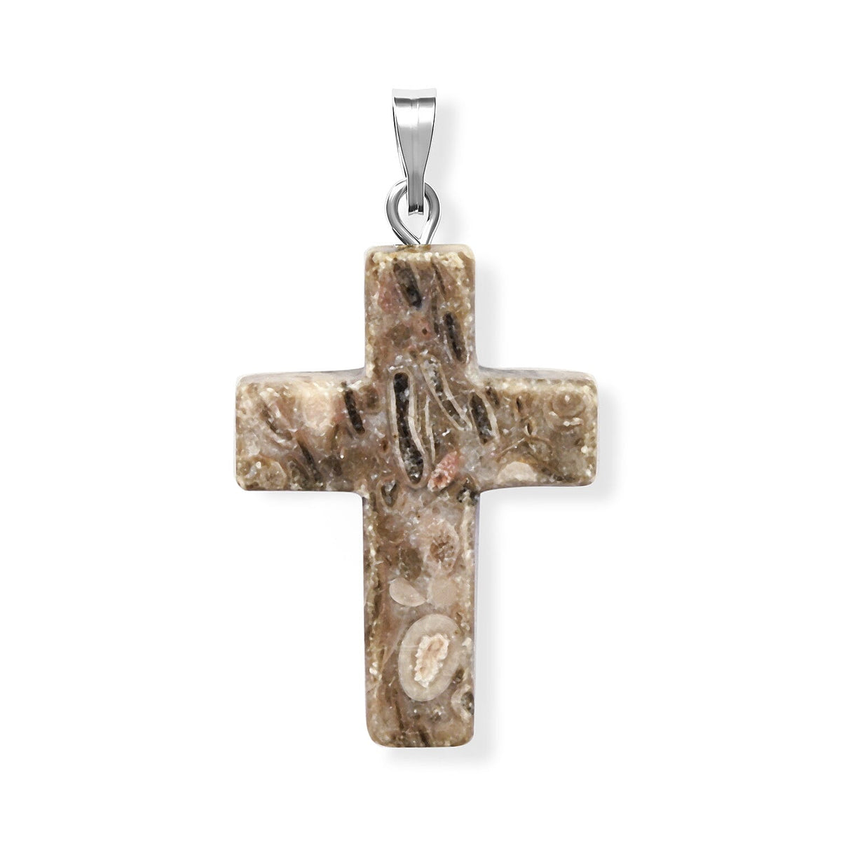 Agate 8.50 ctw Cross Pendant without Chain in Silvertone
