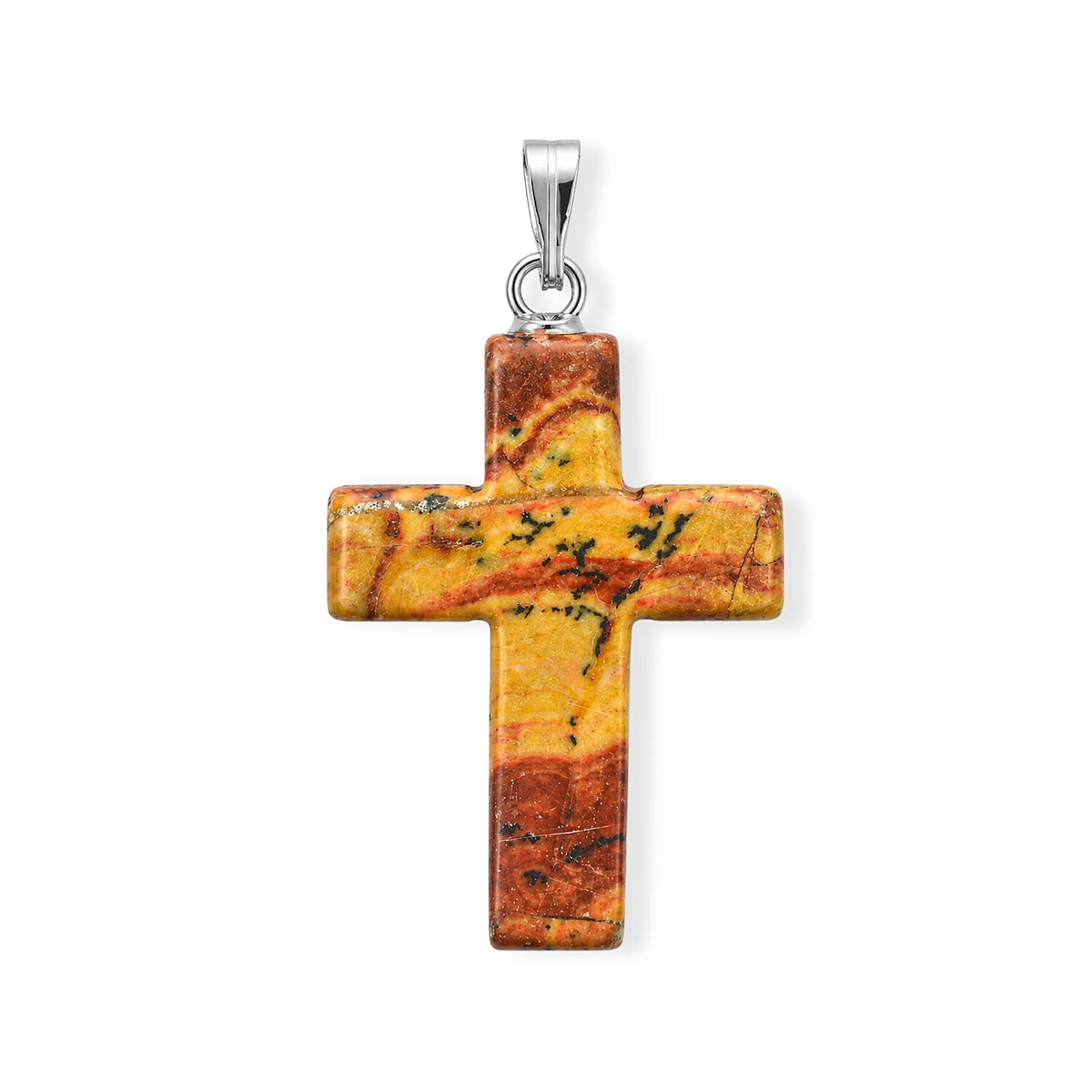 Agate 8.50 ctw Cross Pendant without Chain in Silvertone