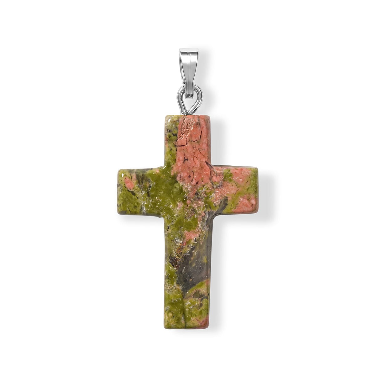 Agate 8.50 ctw Cross Pendant without Chain in Silvertone