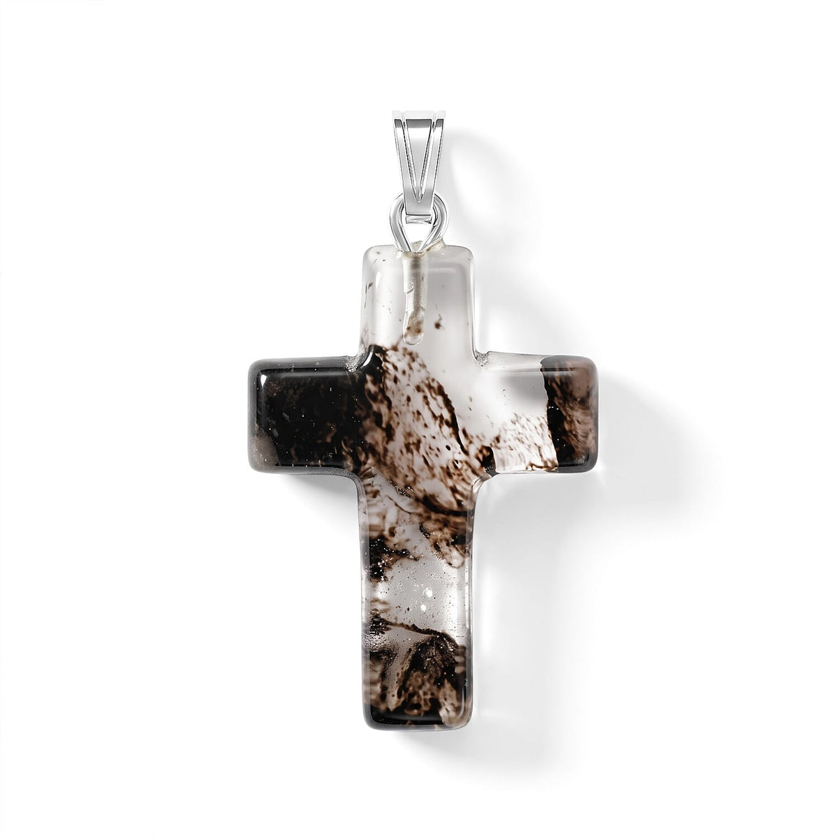 Agate 8.50 ctw Cross Pendant without Chain in Silvertone