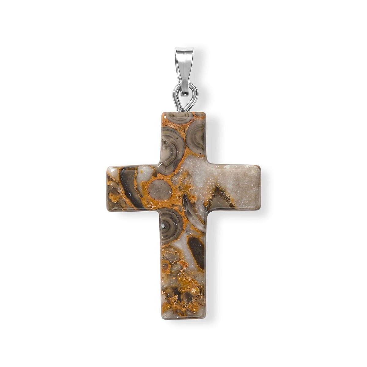 Agate 8.50 ctw Cross Pendant without Chain in Silvertone