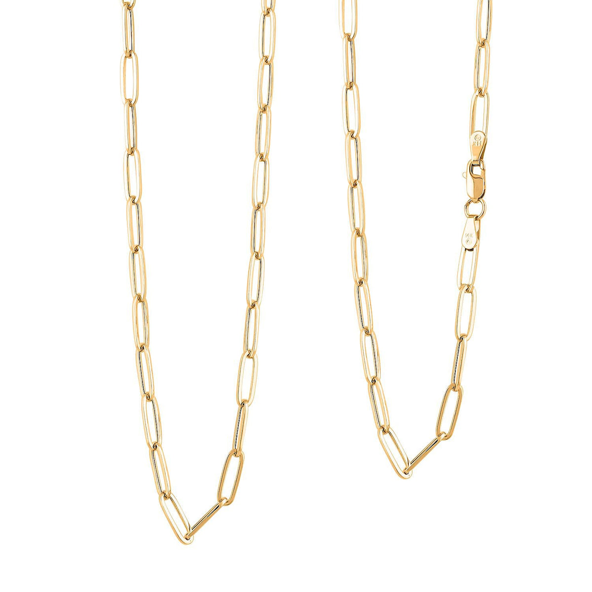 14K Yellow Gold 2mm Paperclip Chain Necklace (22 Inches) (2.4 g)