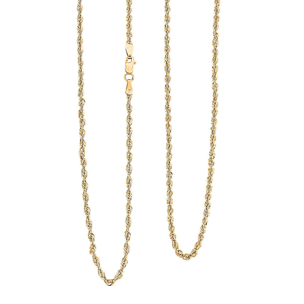 10K Yellow Gold 2.3mm Laser Rope Chain Necklace (24 Inches) (2.7 g)