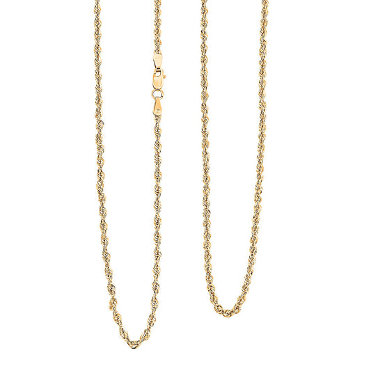 10K Yellow Gold 2.3mm Laser Rope Chain Necklace (24 Inches) (2.7 g)