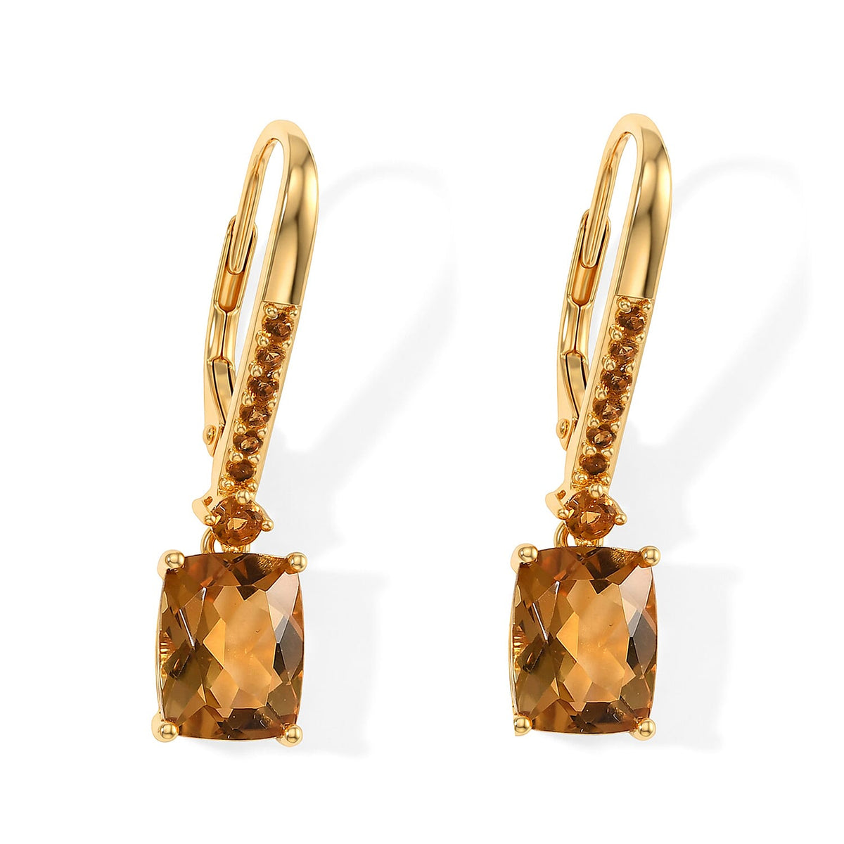 D''Joy Rachel Roy Premium Brazilian Citrine 4.85 ctw Dangling Earrings in 18K Vermeil Yellow Gold Over Sterling Silver