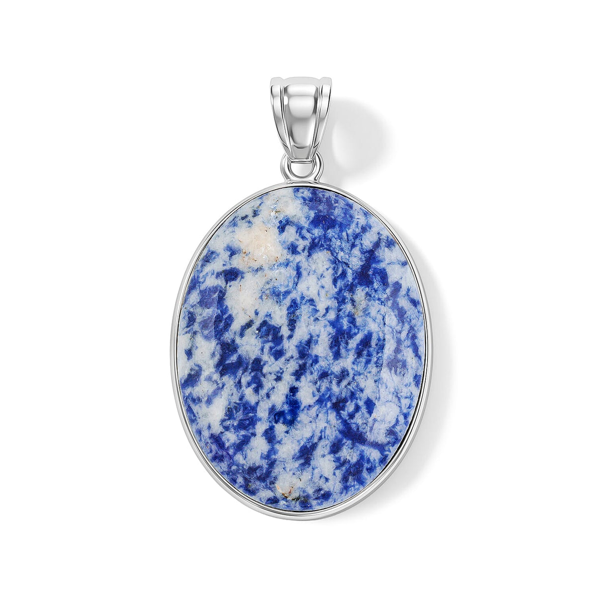 Amazonite 50.00 ctw Oval Pendant Without Chain in Silvertone