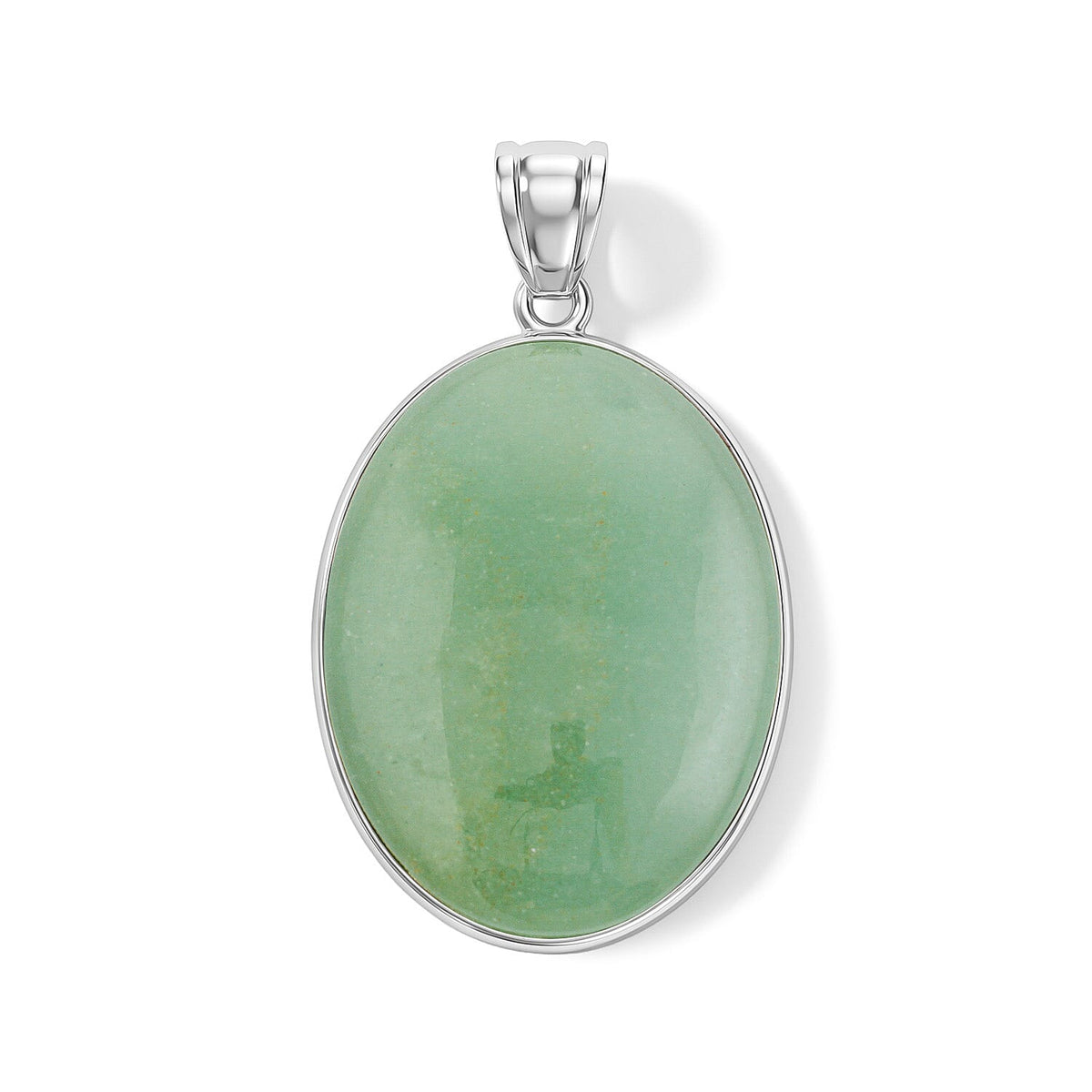 Amazonite 50.00 ctw Oval Pendant Without Chain in Silvertone