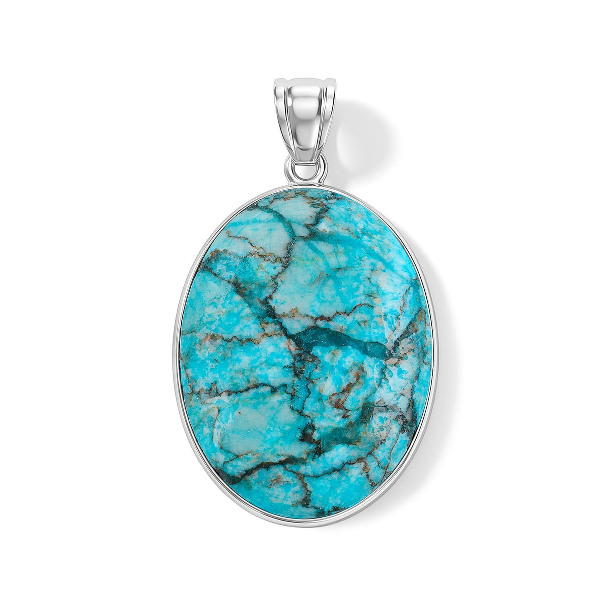 Amazonite 50.00 ctw Oval Pendant Without Chain in Silvertone