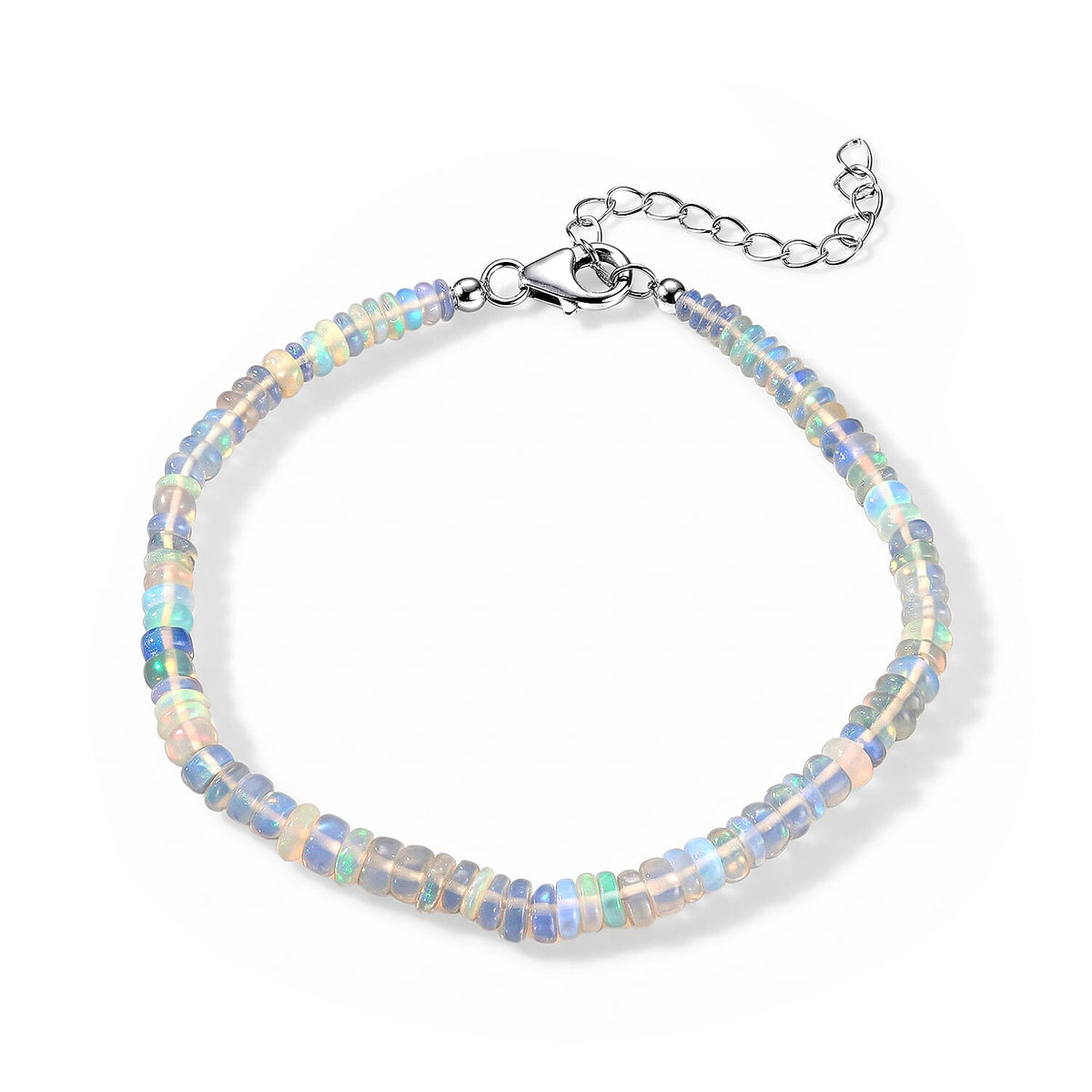 D''Joy Ethiopian Welo Opal Bracelet in Rhodium Over Sterling Silver (7.25-9.25In) 15.00 ctw