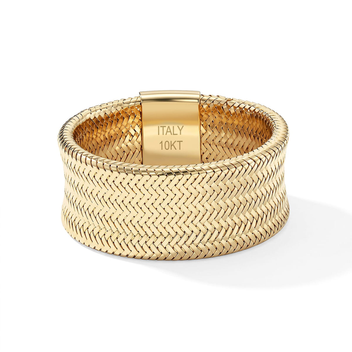 Italian 9.3MM Large Flex Stretch Ring in 10K Yellow Gold 0.95 Grams
