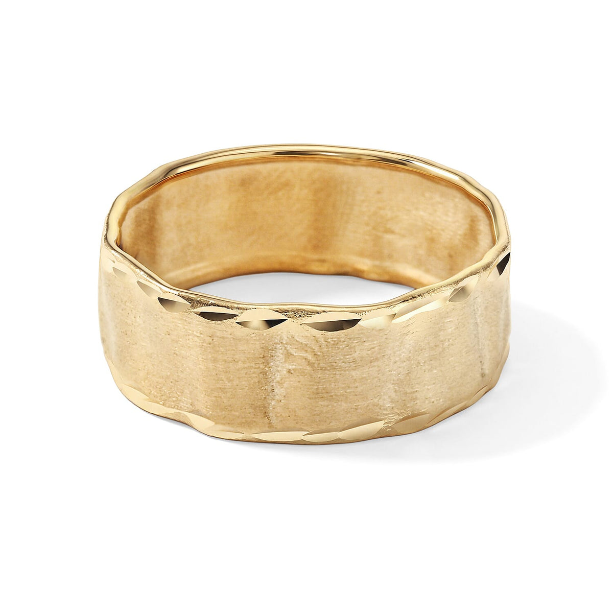 1talian Stained and Diamond-Cut Edges Ring in I0K Yellow Gold (Size 6.0) 2.50 Grams