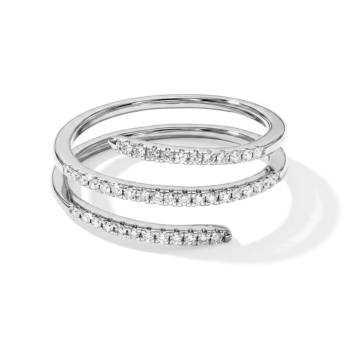 Luxuriant Lab Grown Diamond (G-H, SI) Spiral Ring in Rhodium Over Sterling Silver (Size 10.0) 0.25 ctw