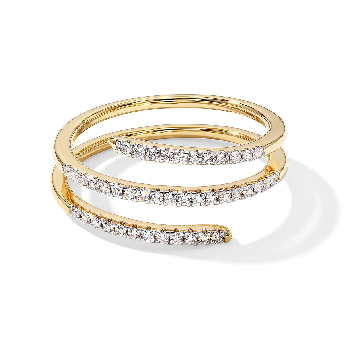 Luxuriant Lab Grown Diamond (G-H, SI) Spiral Ring in Rhodium Over Sterling Silver (Size 10.0) 0.25 ctw