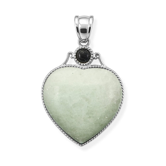 Amazonite and Multi Gemstone 34.00 ctw Love Heart Pendant without Chain in Silvertone