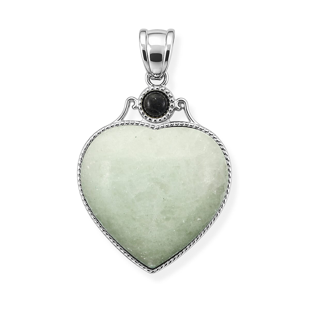 Amazonite and Multi Gemstone 34.00 ctw Love Heart Pendant without Chain in Silvertone