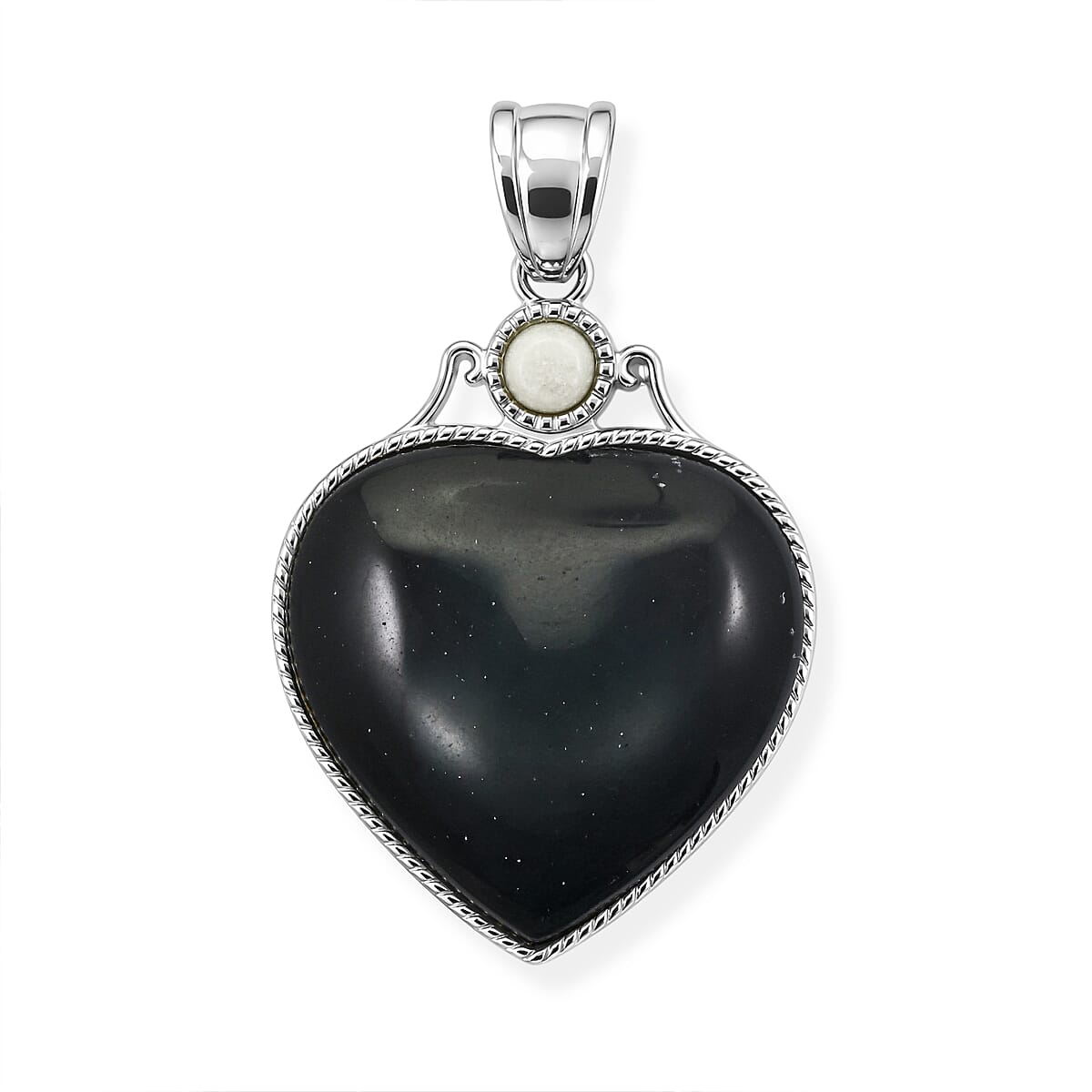 Amazonite and Multi Gemstone 34.00 ctw Love Heart Pendant without Chain in Silvertone