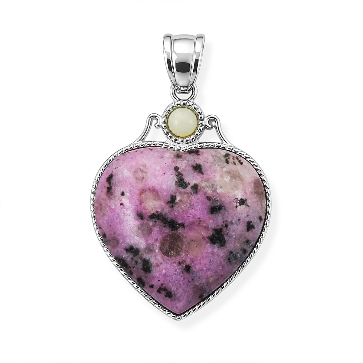 Amazonite and Multi Gemstone 34.00 ctw Love Heart Pendant without Chain in Silvertone