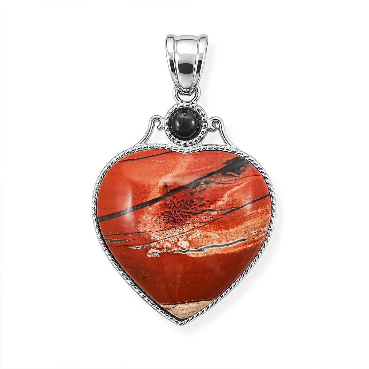 Amazonite and Multi Gemstone 34.00 ctw Love Heart Pendant without Chain in Silvertone