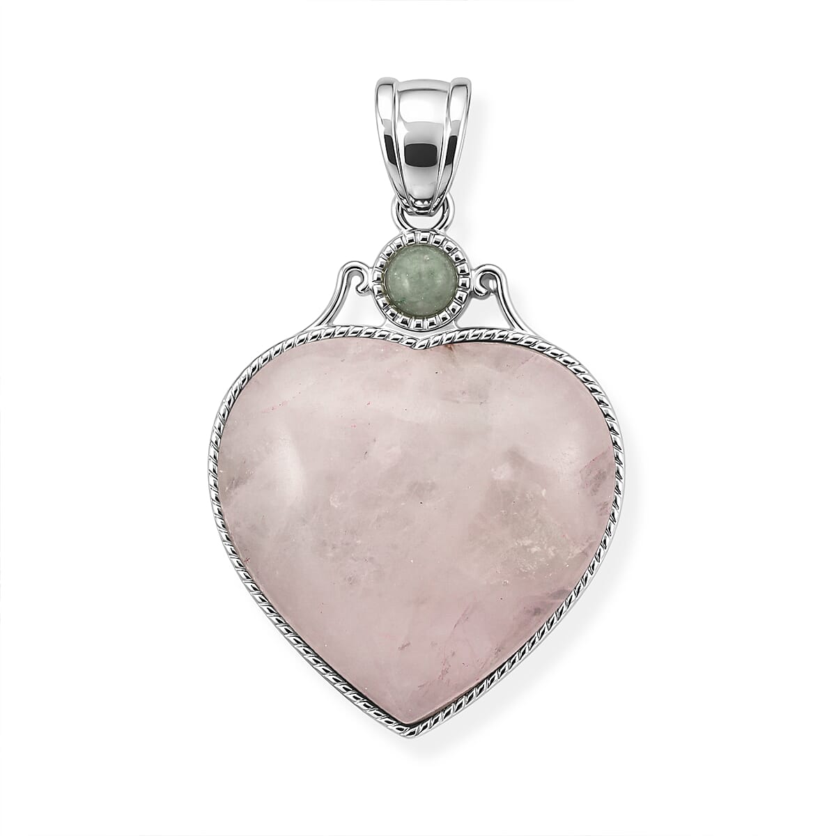 Amazonite and Multi Gemstone 34.00 ctw Love Heart Pendant without Chain in Silvertone