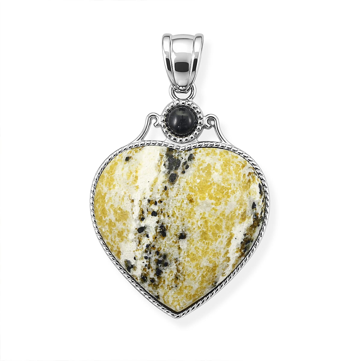 Amazonite and Multi Gemstone 34.00 ctw Love Heart Pendant without Chain in Silvertone