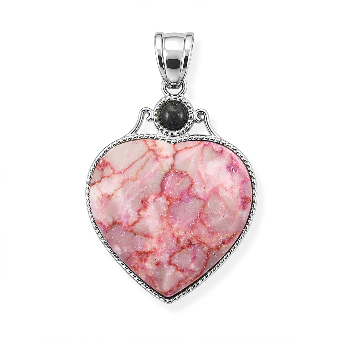 Amazonite and Multi Gemstone 34.00 ctw Love Heart Pendant without Chain in Silvertone