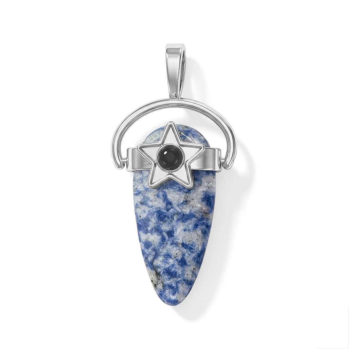 Dyed Amazonite and Black Agate 15.00 ctw Pendant without Chain in Silvertone