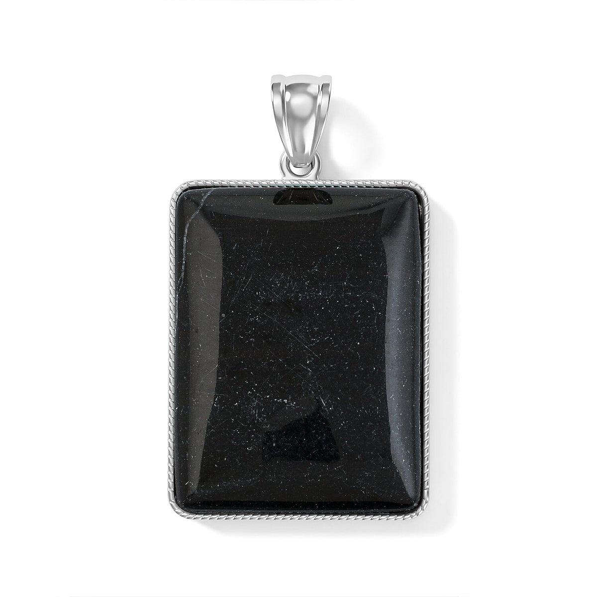 Amazonite 95.00 ctw Rectangle Pendant without Chain in Silvertone