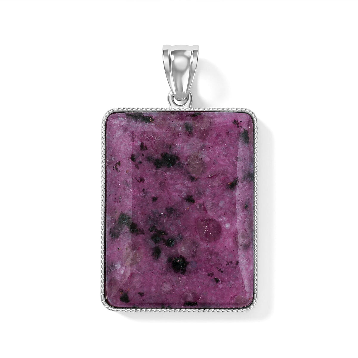Amazonite 95.00 ctw Rectangle Pendant without Chain in Silvertone