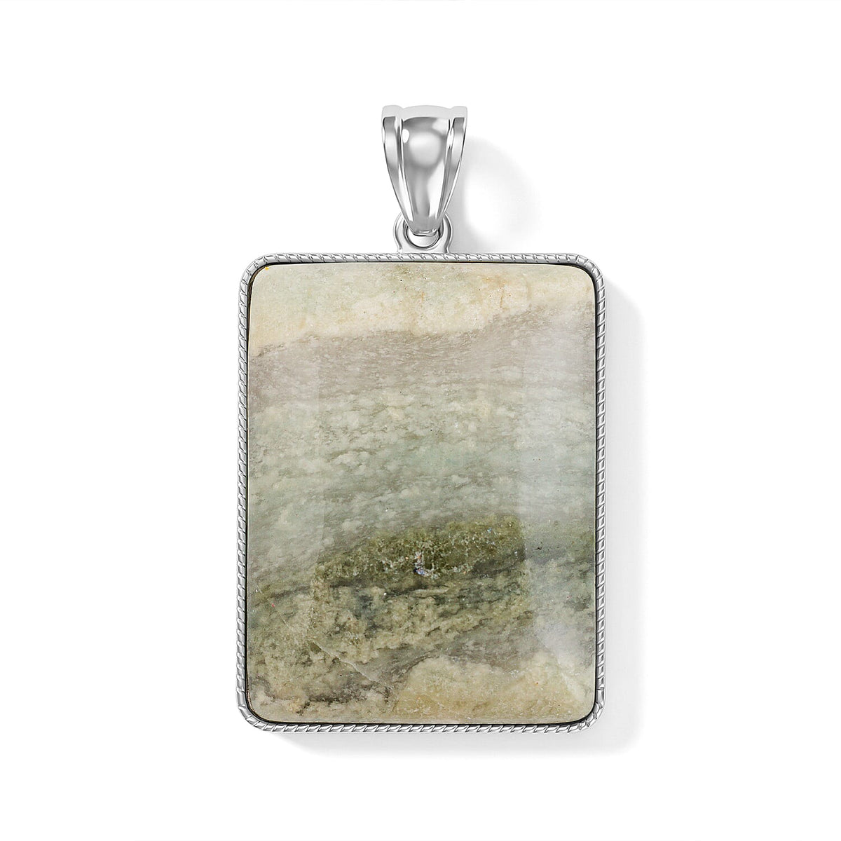 Amazonite 95.00 ctw Rectangle Pendant without Chain in Silvertone