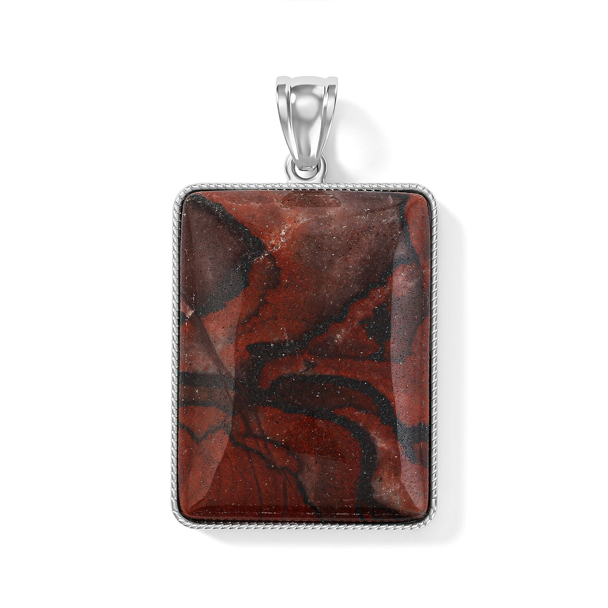 Amazonite 95.00 ctw Rectangle Pendant without Chain in Silvertone