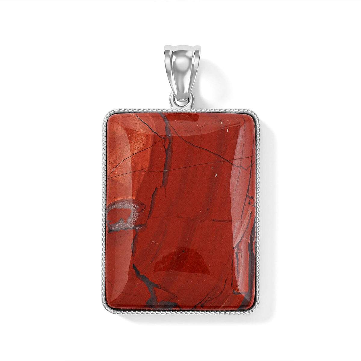 Amazonite 95.00 ctw Rectangle Pendant without Chain in Silvertone