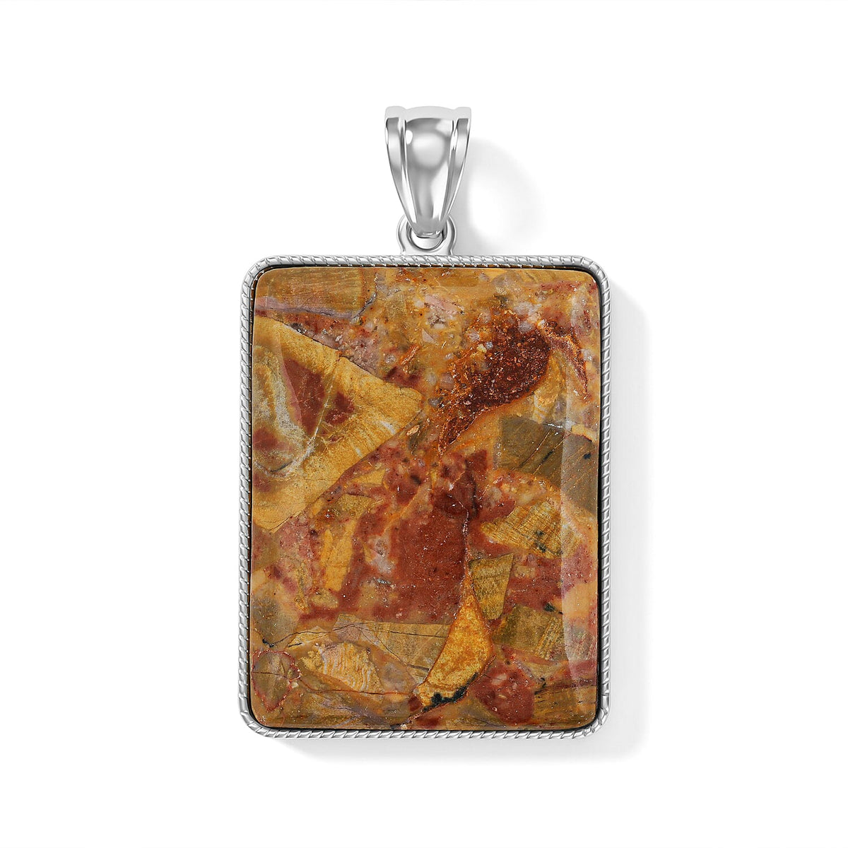 Amazonite 95.00 ctw Rectangle Pendant without Chain in Silvertone