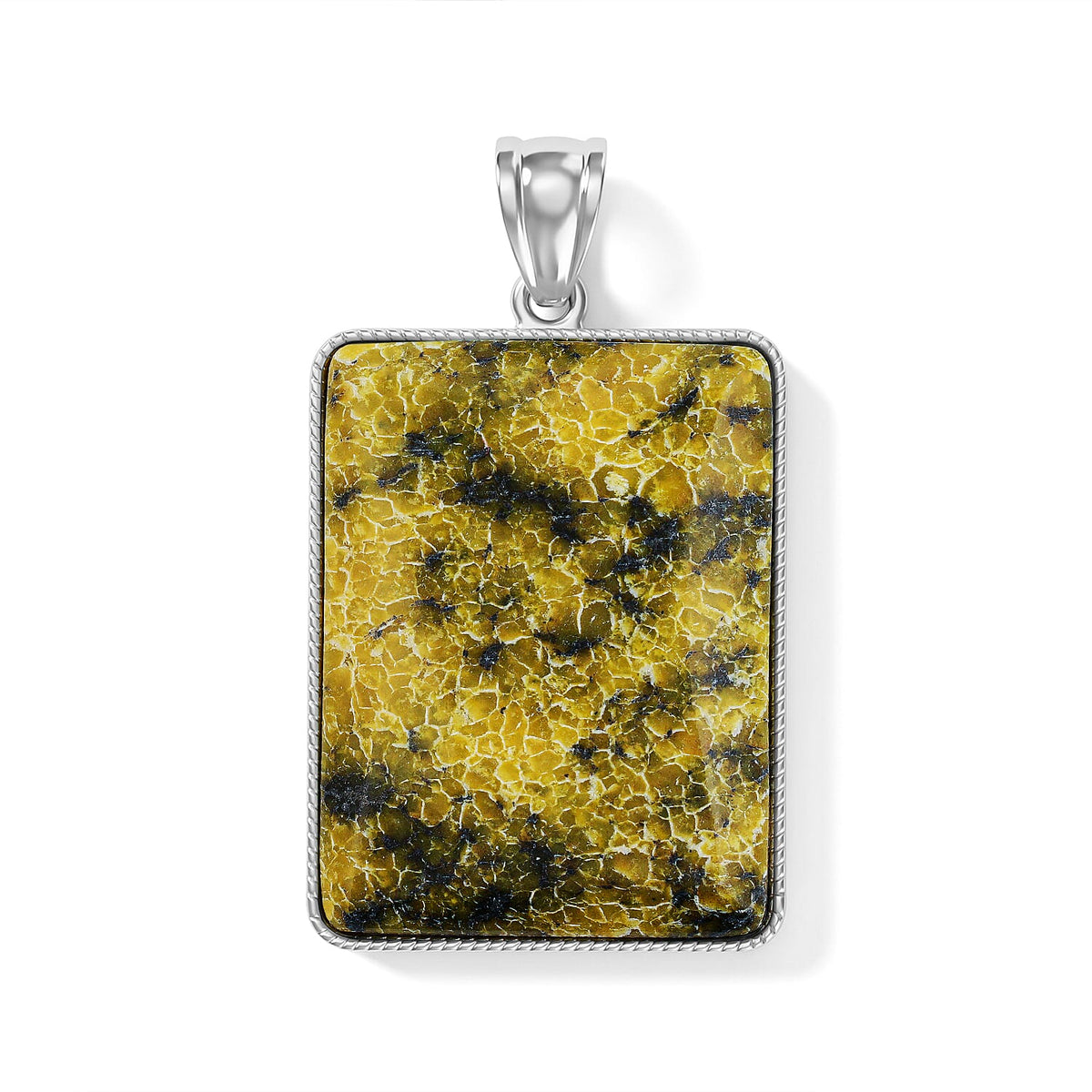 Amazonite 95.00 ctw Rectangle Pendant without Chain in Silvertone