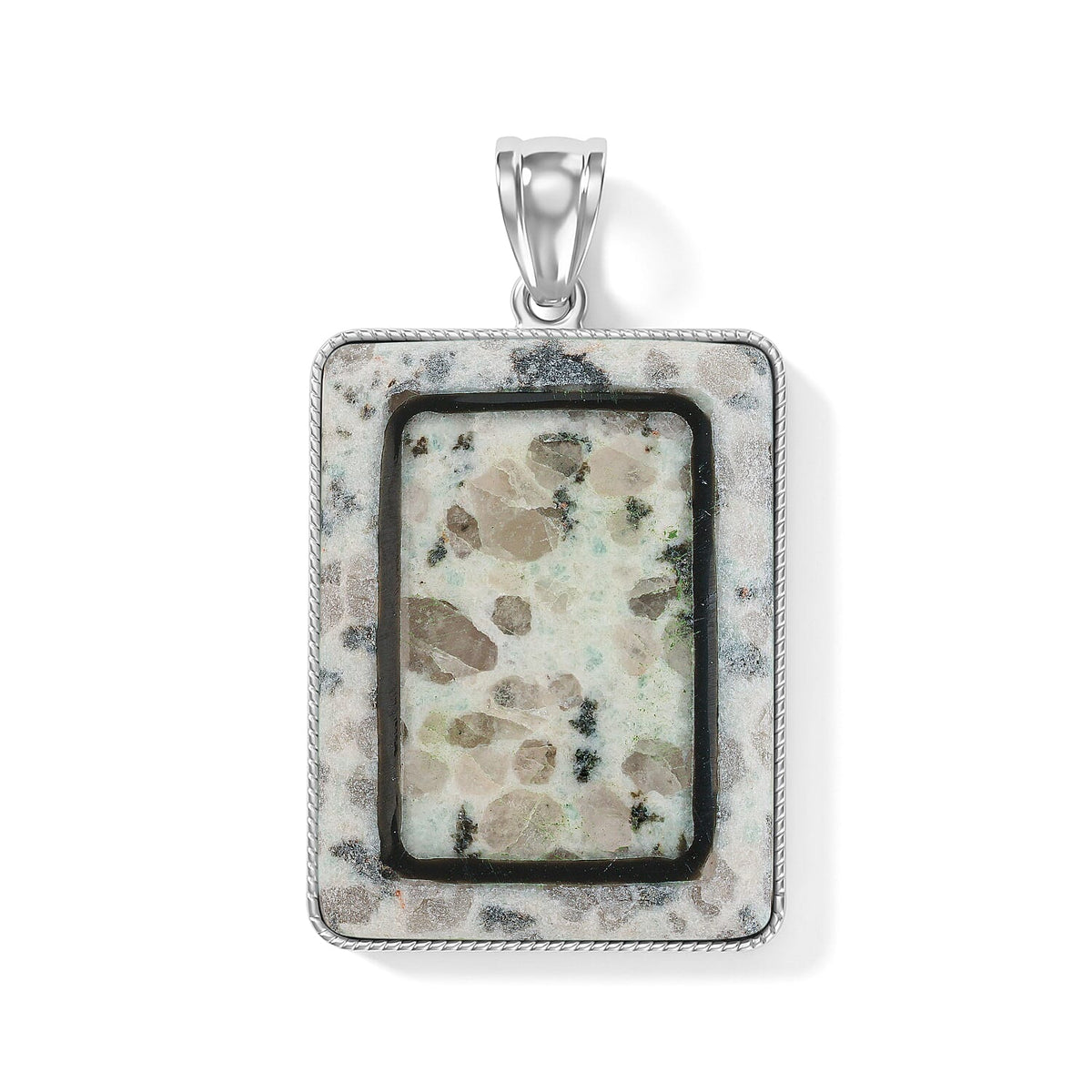 Crazy Lace Agate 95.00 ctw Rectangle Pendant without Chain in Silvertone