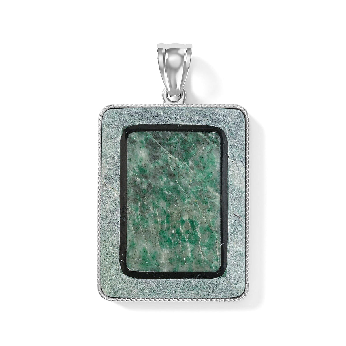Crazy Lace Agate 95.00 ctw Rectangle Pendant without Chain in Silvertone