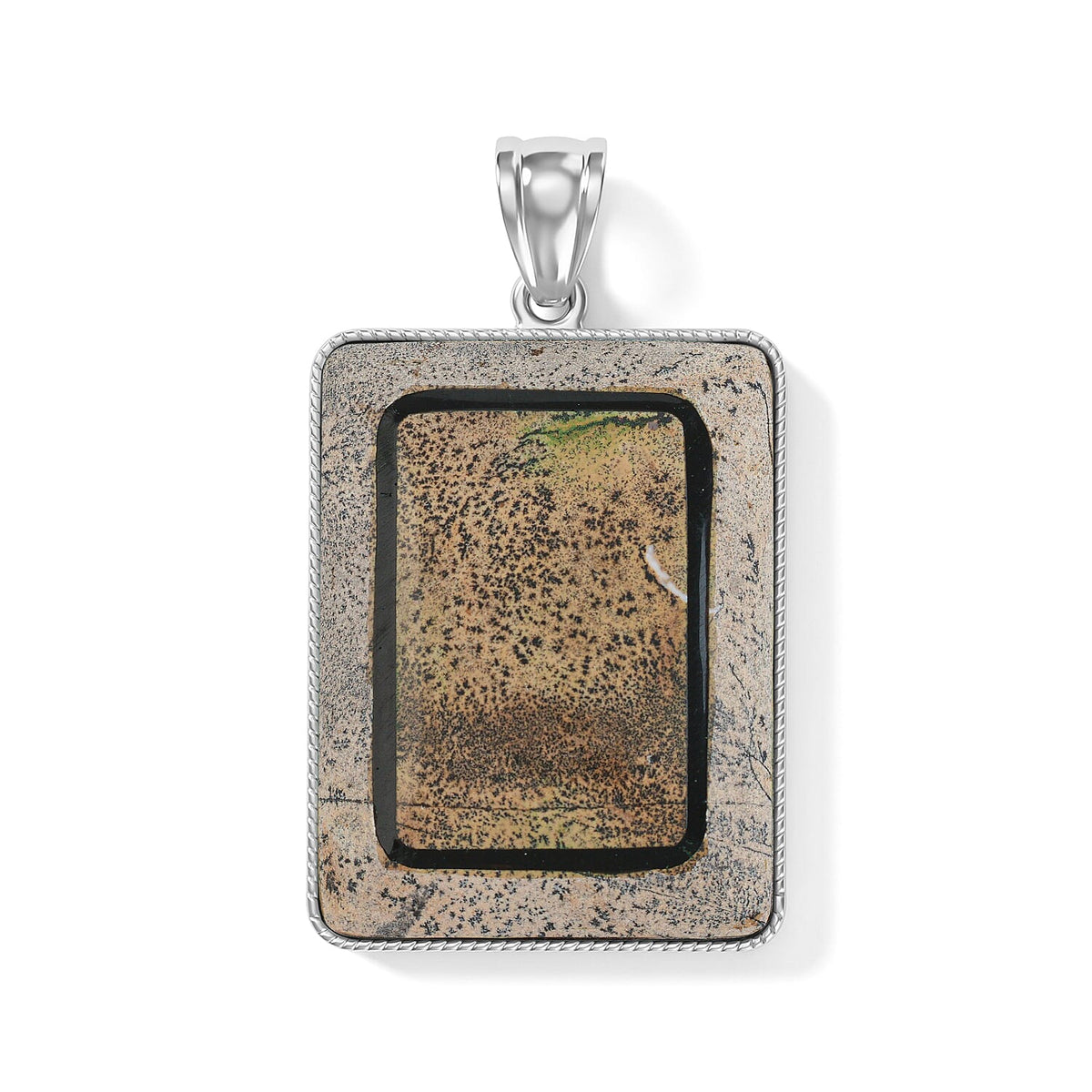 Crazy Lace Agate 95.00 ctw Rectangle Pendant without Chain in Silvertone