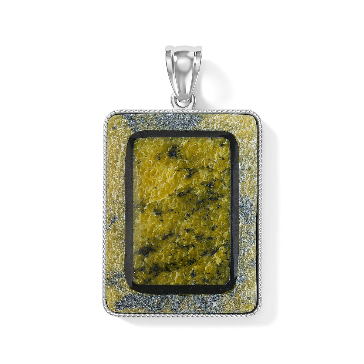 Crazy Lace Agate 95.00 ctw Rectangle Pendant without Chain in Silvertone