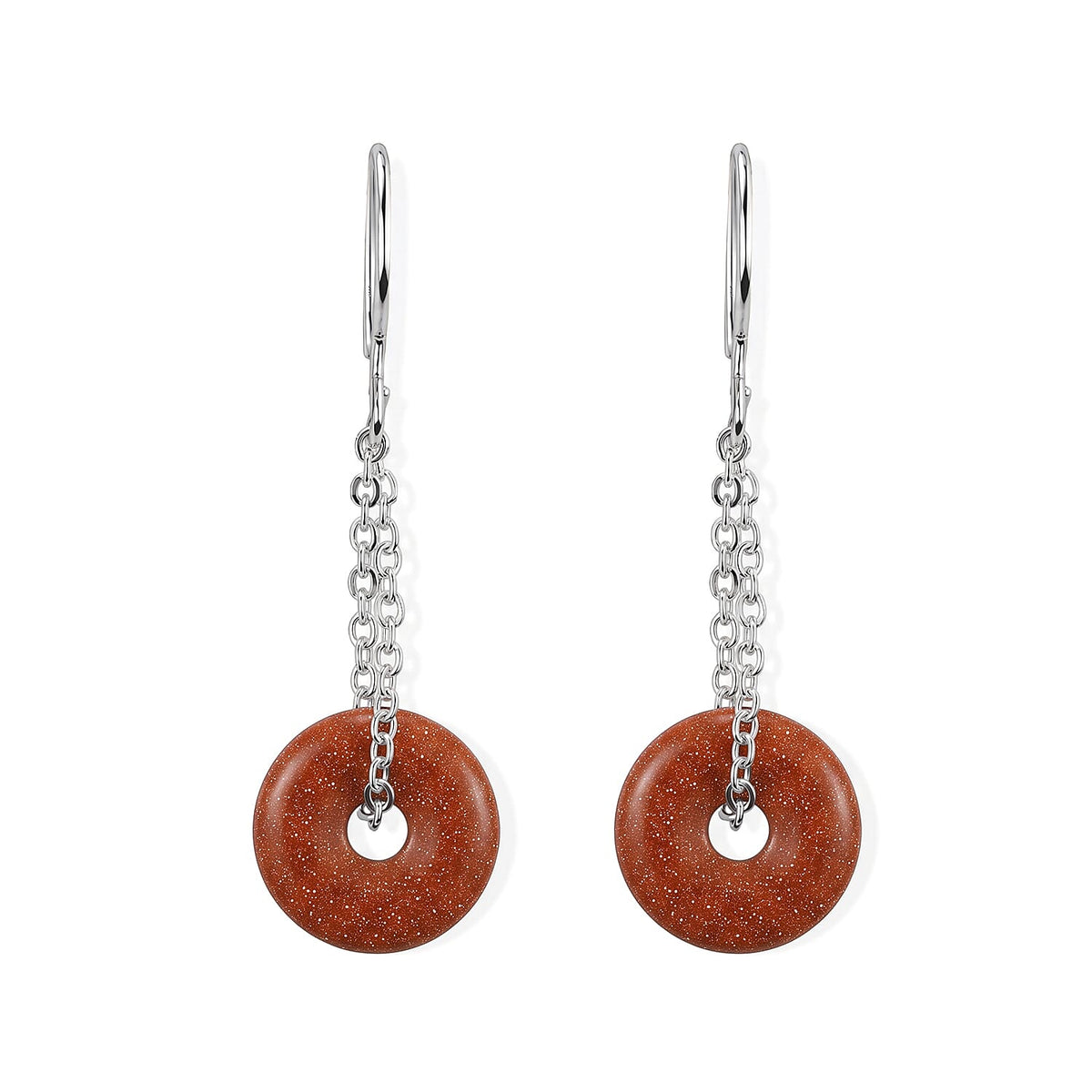 Black Feldspar 10.00 ctw Donut Drop Earrings in Silvertone
