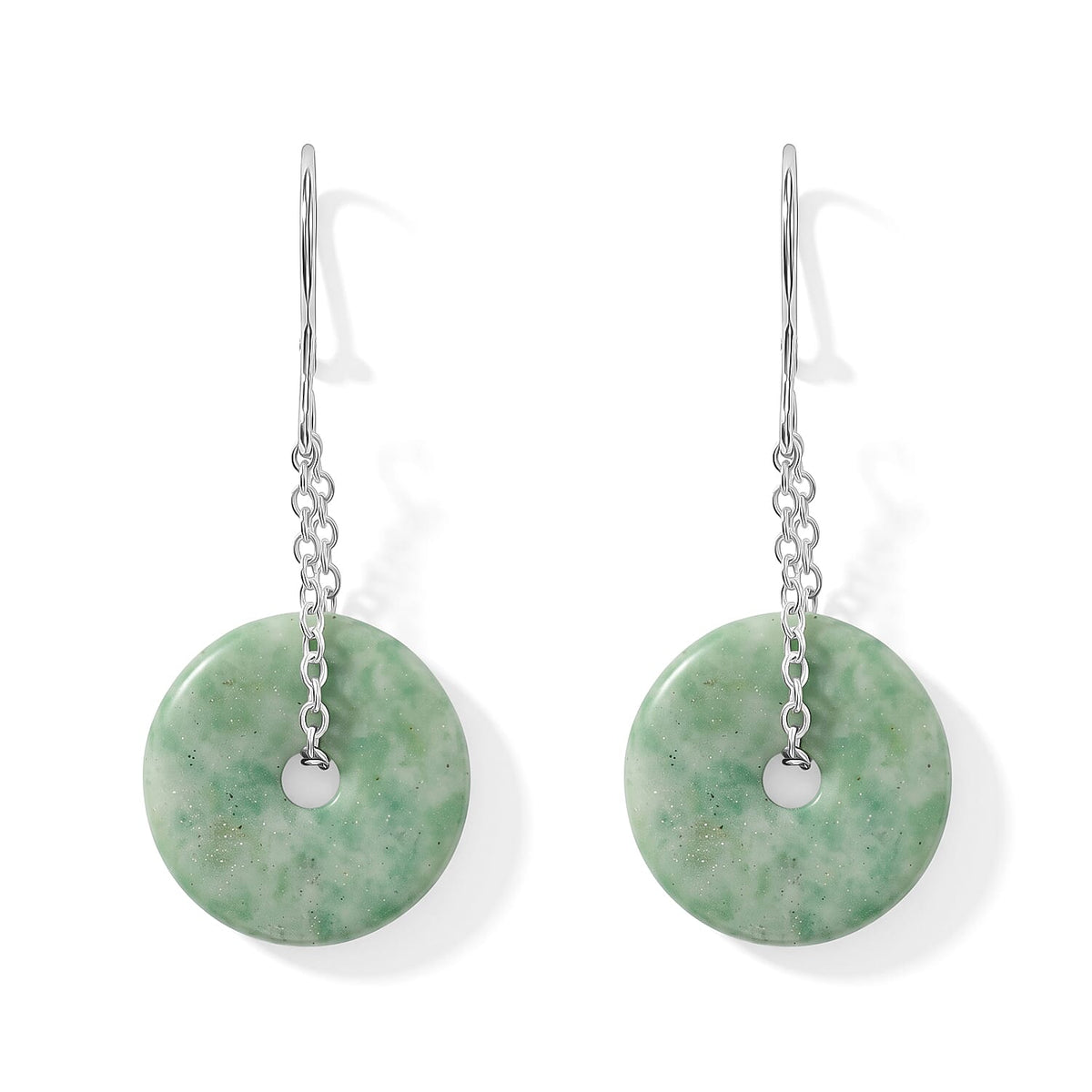 Black Feldspar 10.00 ctw Donut Drop Earrings in Silvertone