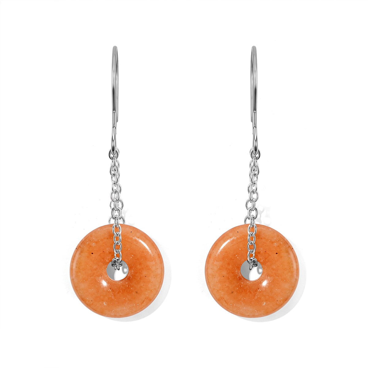 Black Feldspar 10.00 ctw Donut Drop Earrings in Silvertone