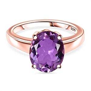 Rose De France Amethyst Ring in 14K RG Over Sterling Silver (Size 9.0) 3.15 ctw