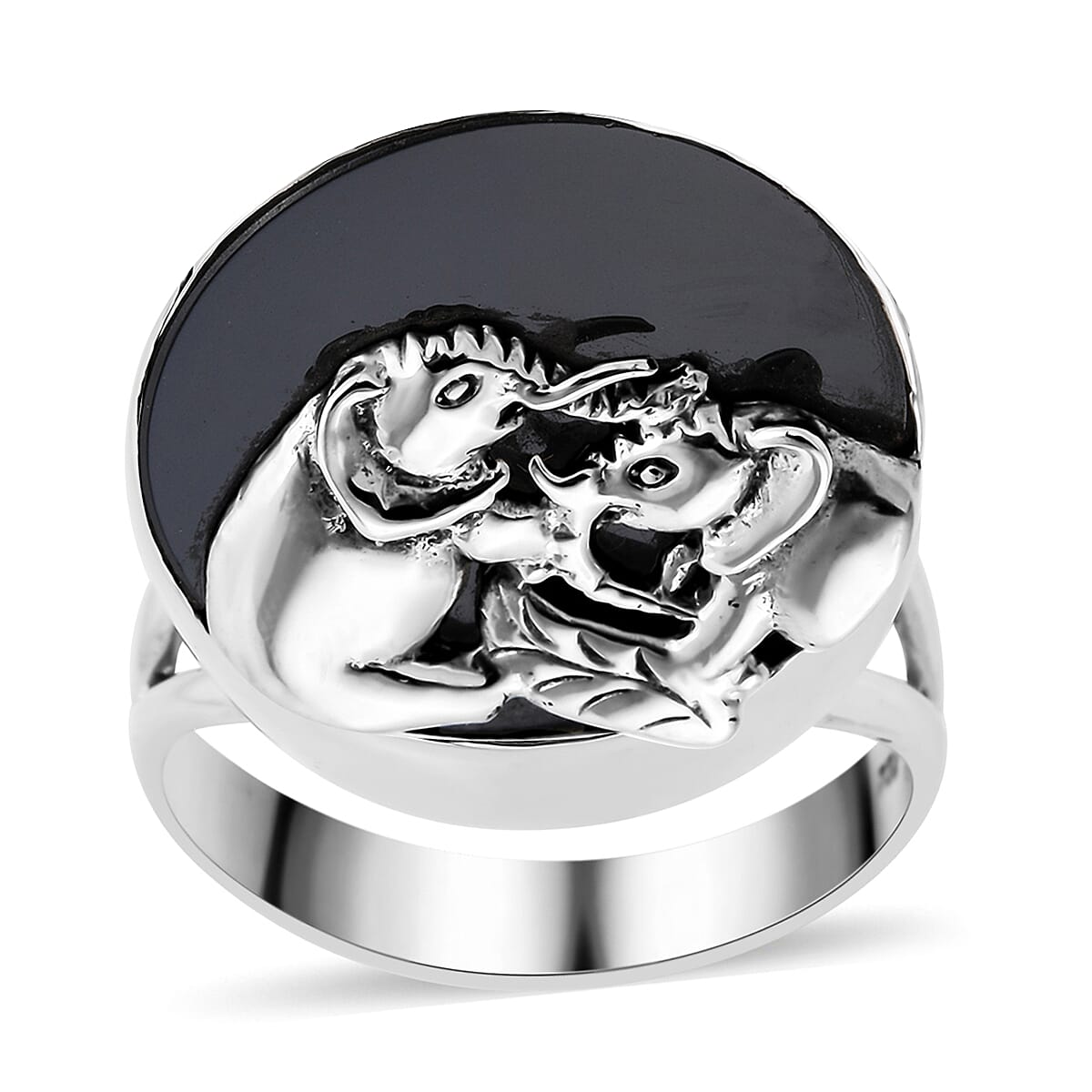 Black Spinel Ring in Sterling Silver (Size 8.0) 10.00 ctw